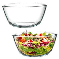 TRBIDRBO 2 Pack 8.2 in Deep Mixing Bowls Glass Salad Bowl Round Glass Serving...