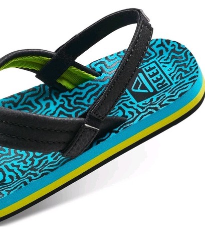 Reef Unisex-Child Little Ahi Flip-Flop, Aqua Green Stripe, Little Kid - Picture 6 of 6