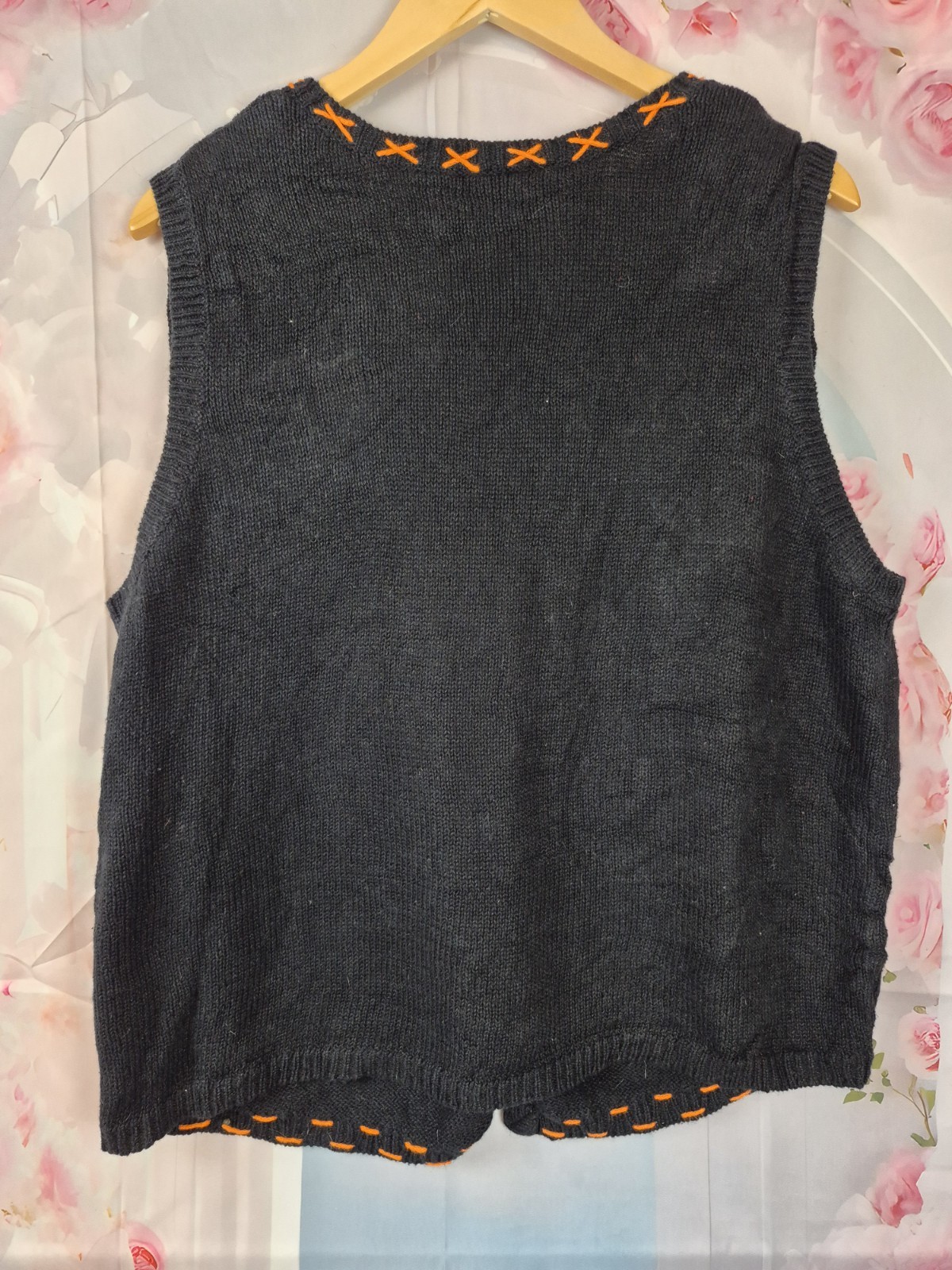 Vtg Basic Editions Pumpkin Patch Sweater Vest XL … - image 7