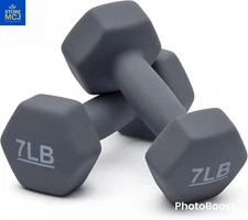 Amazon Basics - Neoprene Dumbbell Set 7 lbs Each (Pack of 2) – Hex Shape