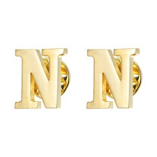 2Pcs Letter N Lapel Pins Initial Alphabet Lapel Collar Pins for Shirt Dress Gold