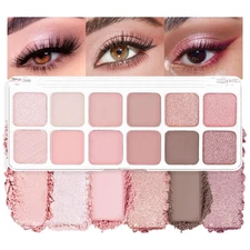 AMY'S DIARY 12Color Light Pink Purple Eyeshadow Palette, Long-Lasting, and Highl