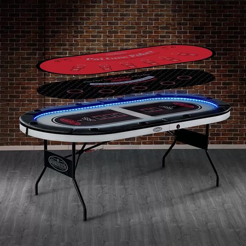Barrington 10-Player Poker Table with LED Lights - LIMITED OFFER - Picture 1 of 7