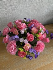 Artificial Graveside Flower Arrangement With Pot Handmade To Order Pinks Lilac