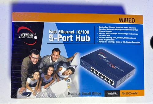 Network Everywhere Wired Fast Ethernet 10/100 5-PORT HUB NH-1005-WM Brand New