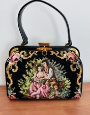 VINTAGE JANA NEEDLEPOINT PURSE/ BAG, ROMANTIC COUPLE