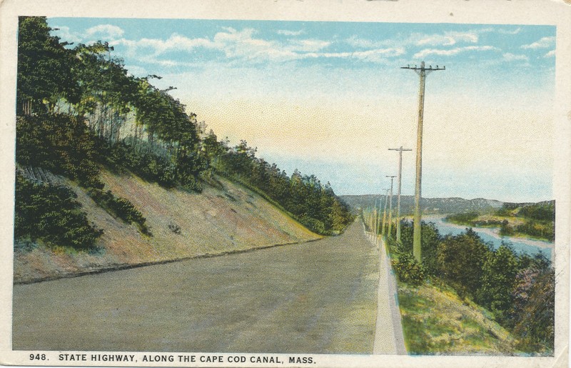 State Highway  - CAPE COD, MA postcard w/ POCASSET DUPLEX CANCEL 1924