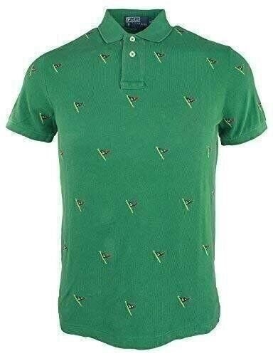 Polo Ralph Lauren Herren Poloshirt Custom Fit Allover Flagge bestickt grün - Bild 3 von 3