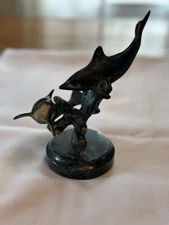 SPI Home Playful Dolphin Brass and Marble Sculpture Statue Figurine 6.5 Inches