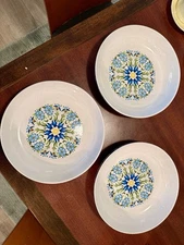 222 Fifth Tunisia Porcelain Floral Pasta Serving Bowls 2"T 9.5” Set of 3