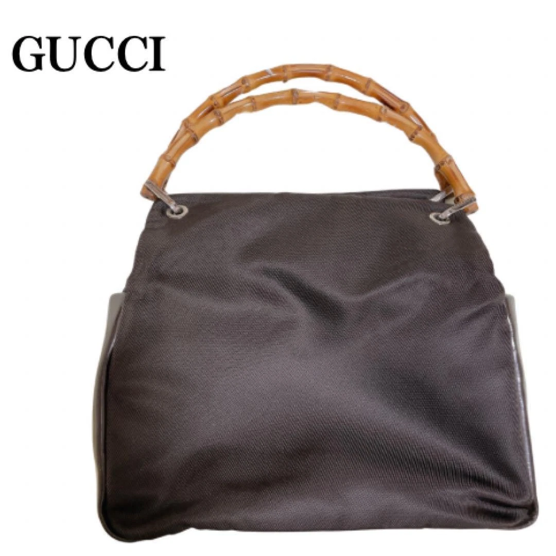 Gucci Bamboo Handle Handbag Brown Leather Purse Vintage Designer Tote Bag