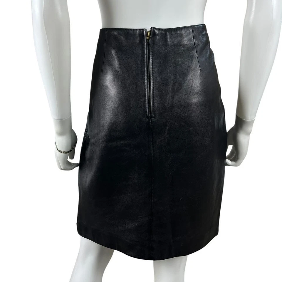Minifalda midi de cuero negra Wilsons Pelle Studio DE COLECCIÓN para mujer talla 12 Foto 4 de 4