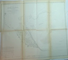 1854 US Coast Survey preliminary chart map No. 9 Plymouth Harbor, Massachusetts