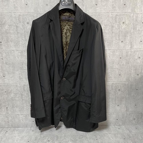 ETRO Tailored Jacket Nylon Lamb Leather Black Size 54 in Italy From Japan RIN - Picture 22 of 24
