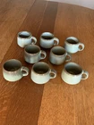 Set Of 8 Frankoma  Pottery #6C Cup Mug Woodland Moss Blue Glaze