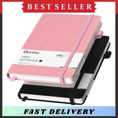 2Pack Lined Journal Notebook A5 180 Pages 100GSM Thick Paper Writing Daily Work