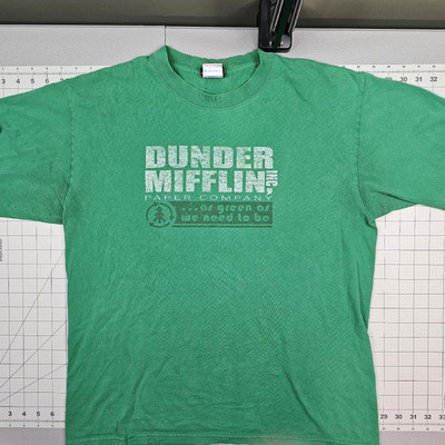 Vintage The Office Tshirt Large Green TV Y2K Streetwear Dunder Mifflin Comedy