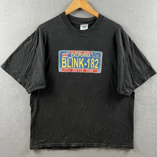 Blink 182 Shirt Mens XL Black License Plate Milf Pun Vintage vintage concert t-shirt, vintage, size XL, single stitch, B+ condition