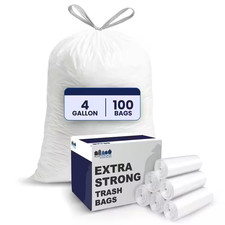 4 Gal. White Trash Can Liners, 0.7 Mil, 17 In. X 16 In. 100-Count 
