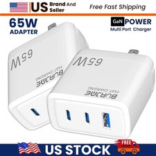 65W  3-Port USB C Fast Charger for iPhone  Samsung McBook Laptop (only Adapter)