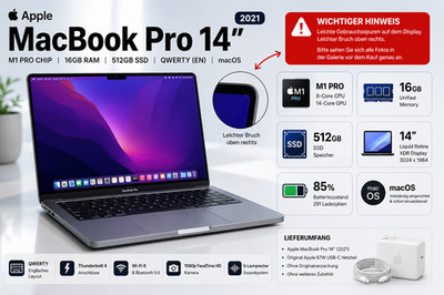   Apple MacBook Pro 14'' 2021 | M1 Pro | 16GB | 512GB | 85% | QWERTY Laptop Mac