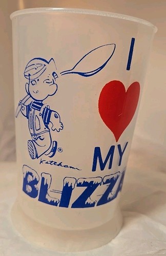 Vintage DQ DAIRY QUEEN DENNIS THE MENACE RUFF My Blizzard tazza di plastica ketcham