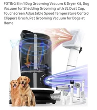 8 in 1 Dog Grooming Vacuum & Dryer Kit, Dog Vacuum for Shedding Grooming with...