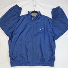 90s Nike Blue XL Windbreaker Jacket Full-Zip Mesh Lined Lightweight Pockets Men