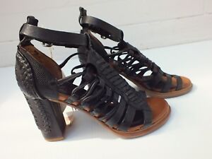 A S 98 Sandals Shoe Airstep Black Shoes Woven Leather Heel High Heel Strappy 38 Ebay