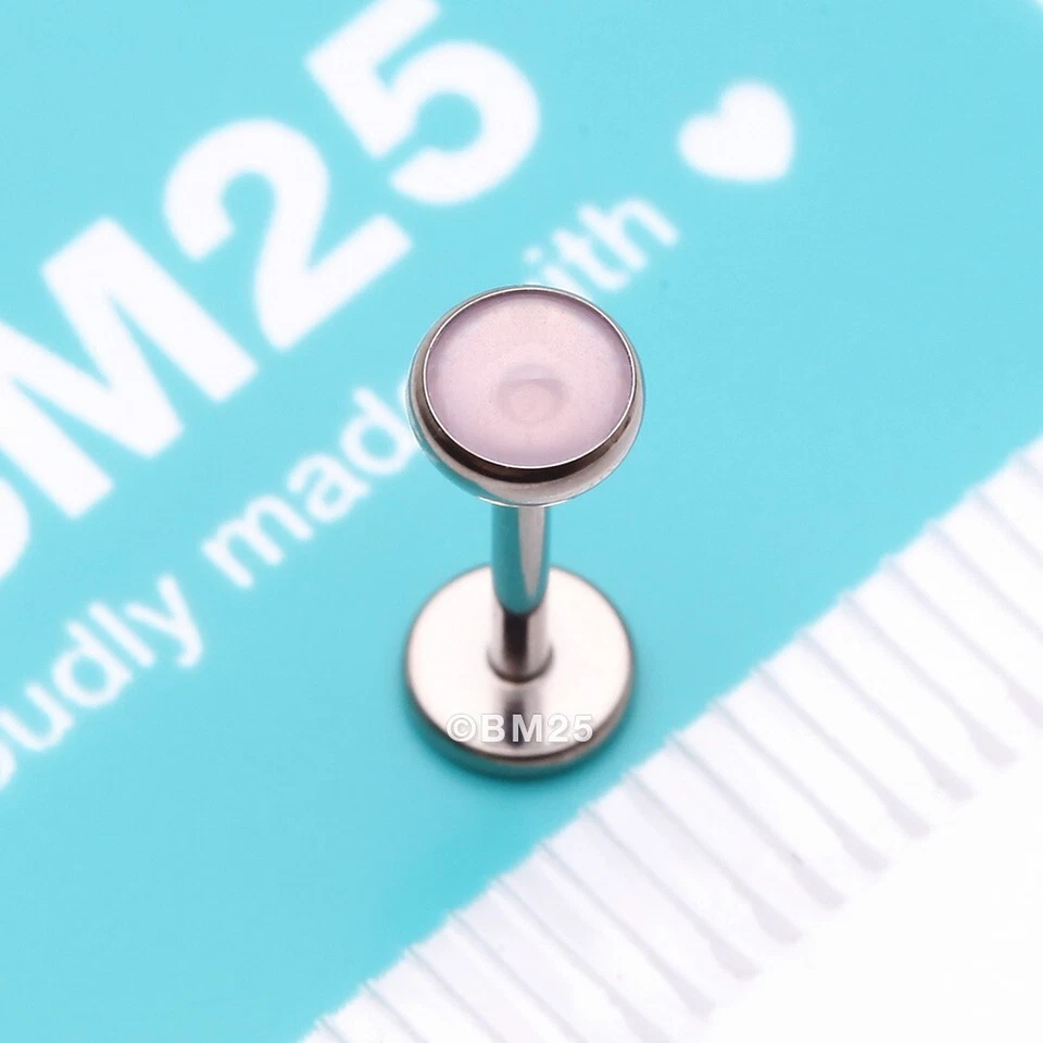 Bisel sin rosca OneFit de titanio grado implante piedra espalda plana labret Foto 3 de 4