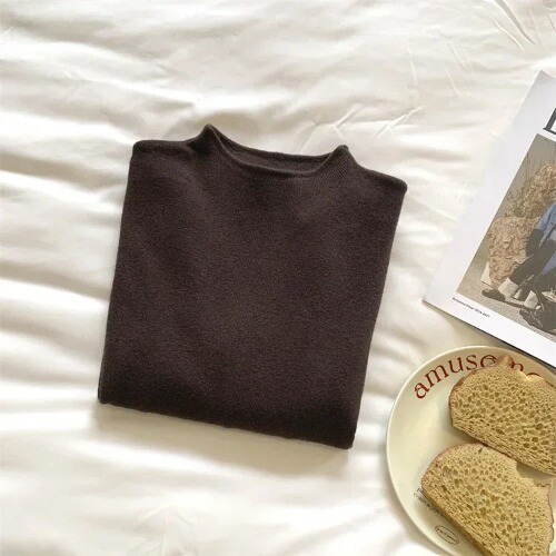 Sweater Women Half Turtleneck Knitted Pullovers Soft Warm Knitwear Slim Jumpers - Bild 23 von 33