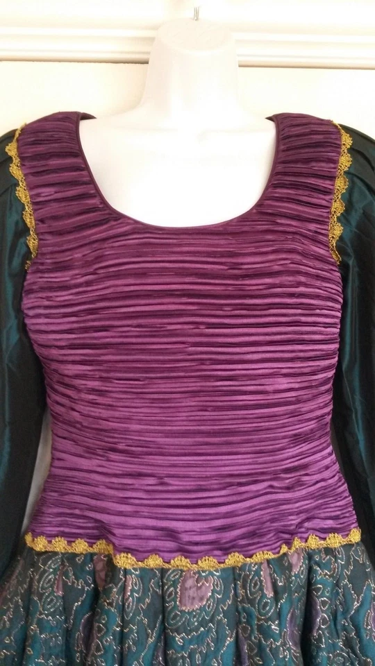 Сделано в США винтажное театральное платье костюм ренессанс ярмарка фестиваль фиолетовый зеленый 8 - Изображение 2 из 4