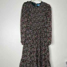 Draper James RSVP Green Floral Long Sleeve Maxi Dress with Ruffle Hem Smocking