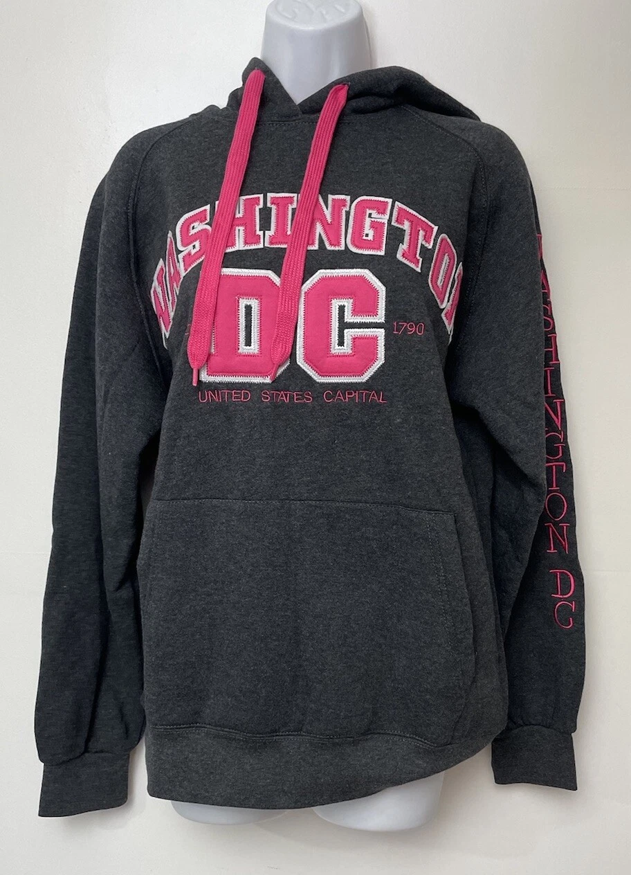 Washington DC Womens Hoodie Sz M Charcoal Pink Hoodie B14