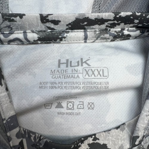 Huk Shirt Mens 3XL Icon X Tide Change Hoodie Gray Camo Performance Fishing UPF - Picture 8 of 10