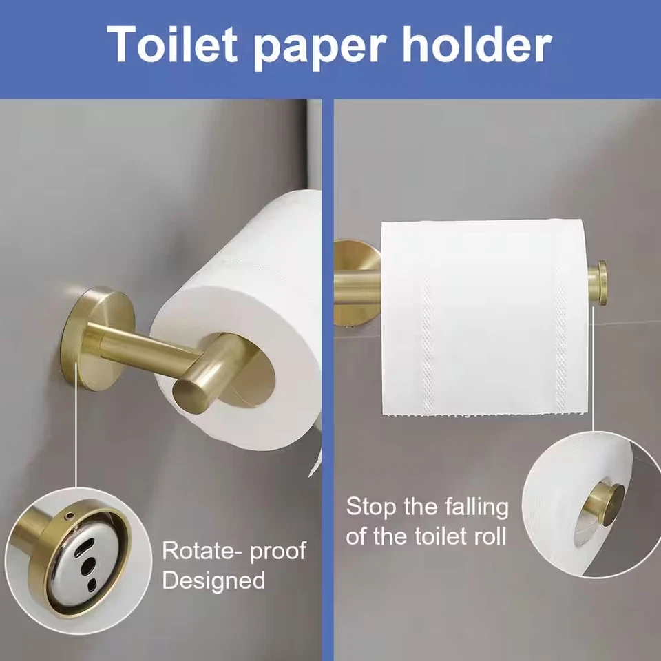 6-Piece Modern Bath Hardware Set with Towel Ring Toilet Paper Holder Towel Hook - Image 2 of 4