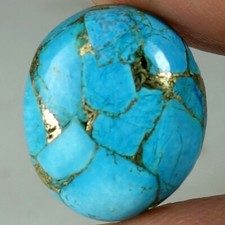 Natural Sky Blue Copper Turquoise Oval Cab Loose Gemstones 10.70Cts 14x 17x 05mm