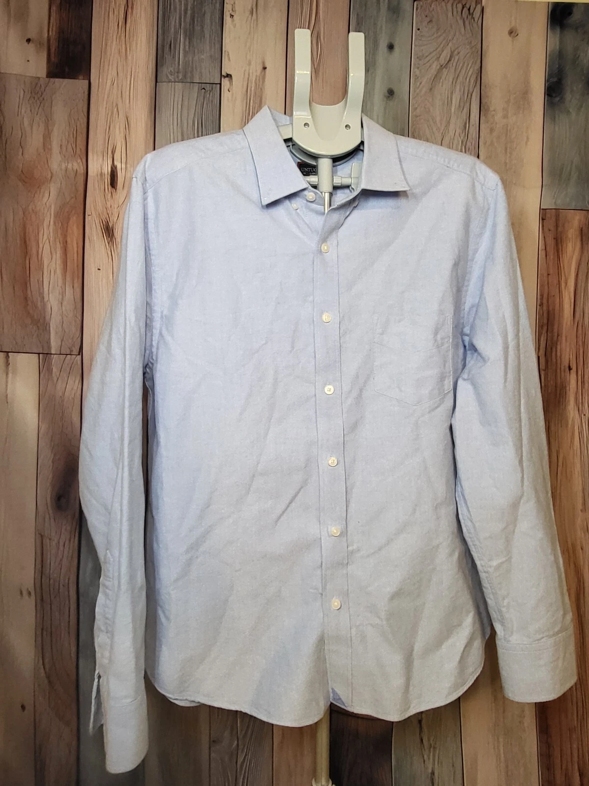 UNTUCKit Shirt Large Blue Long Sleeve Regular Fit Cotton Mens