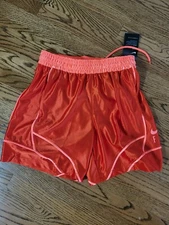Nike Women's SMALL Swoosh Fly Shorts TEAM ORANGE NWT Tie front DRY Fit FREE SHIP