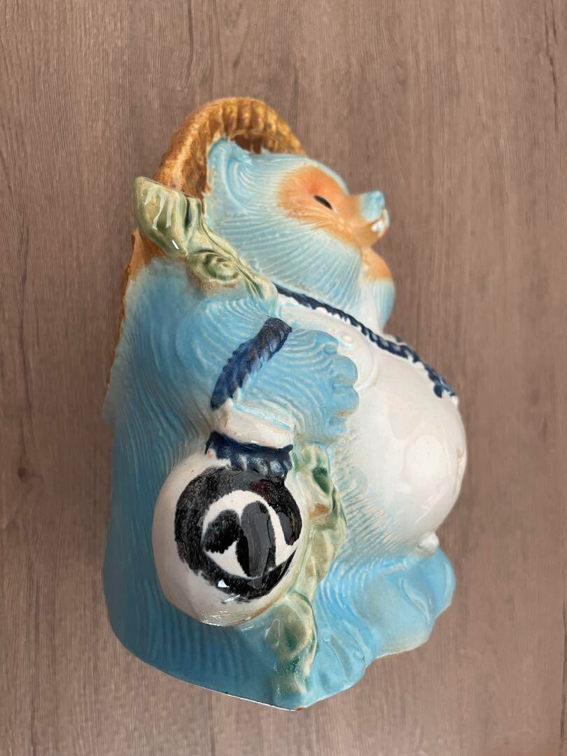 Tanuki Shigaraki yaki ware Chinese Racoon Dog Neo Tanuki Blue