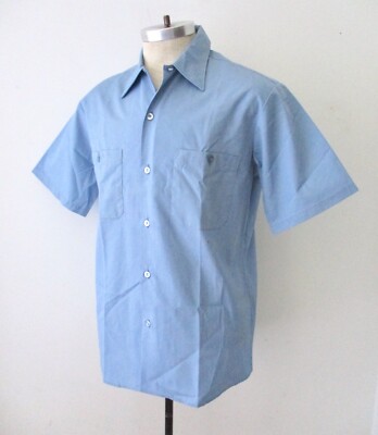 NOS Vtg 60s 70s Sears Work Clothing Blue Polycotton S/S Uniform