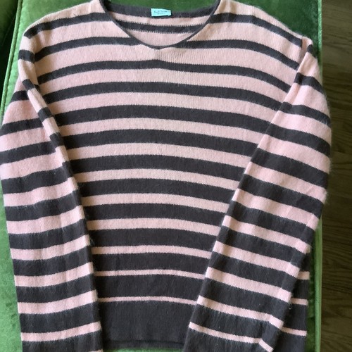 Paul Smith Women Angora Striped Vintage Sweater Size M Pink Chocolate Brown - Picture 2 of 6