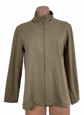 Vintage Chicos Jacket Womens S 0 Beige Full Zip Stretch Pockets Tan USA MADE