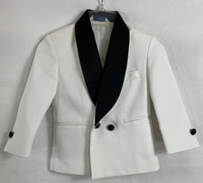 Raffinati Formal Boys Size 4 White Tuxedo Jacket with Black Lapels and Buttons