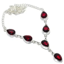 Mozambique Garnet Gemstone Handmade 925 Sterling Silver Jewelry Necklaces Sz 18"