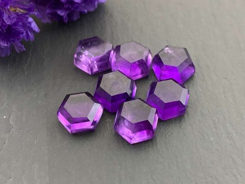 AAA Grade Natural Amethyst Faceted Cut Hexagon Shape Loose Gemstone 6mm-15mm - Picture 5 of 10