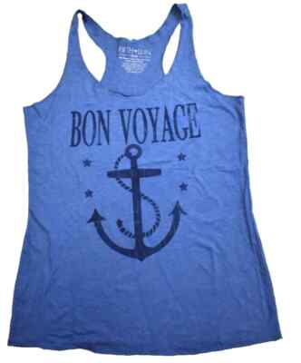 Fifth Sun Womens Bon Voyage Anchor Royal Blue Racerback Tank Top Shirt New S,M,L