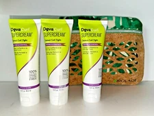 3 x Deva Curl SuperCream Coconut Curl Styler - 1.5oz Travel Size  & Matrix Bag