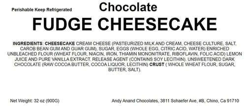 Pastel de queso Andy Anand chocolate dulce de azúcar 9" (2 lb) recién horneado, enviado al aire segundo día - Imagen 4 de 8