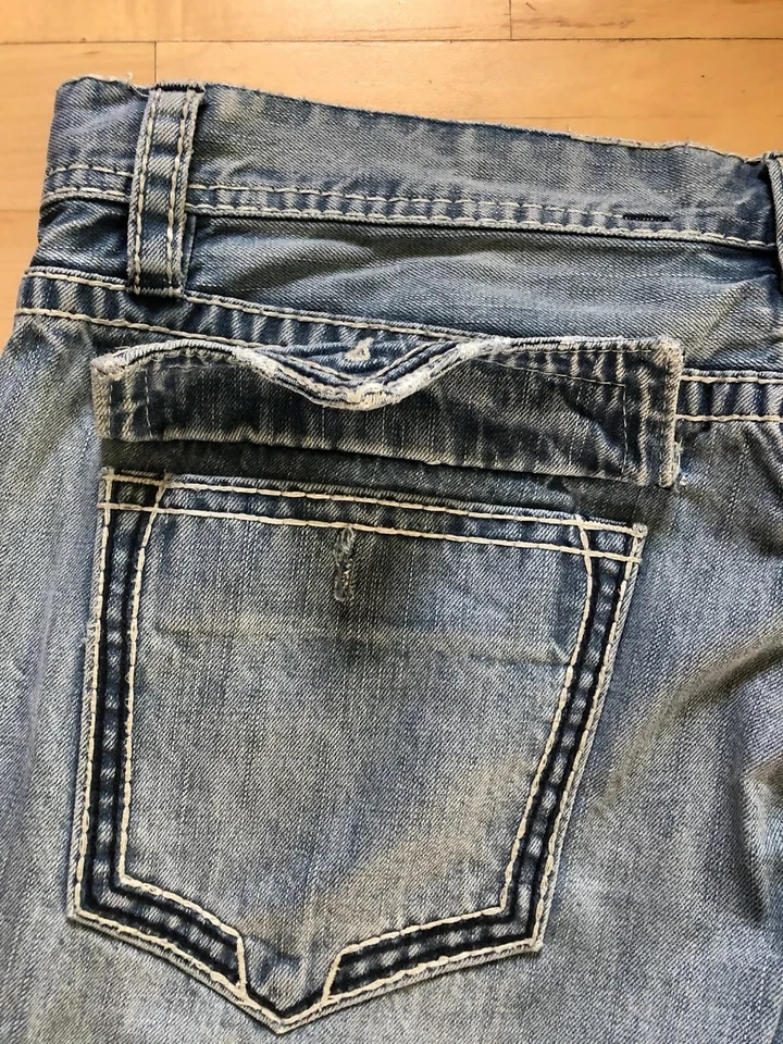 Mek Denim Men Distressed Straight Fit Jeans Size 42/34 - Image 3 of 4